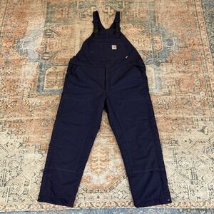 Carhartt FR NFPA CAT4 Overalls Sz 42 x 32 Blue 100% Cotton Duck Bib Quilt Lined